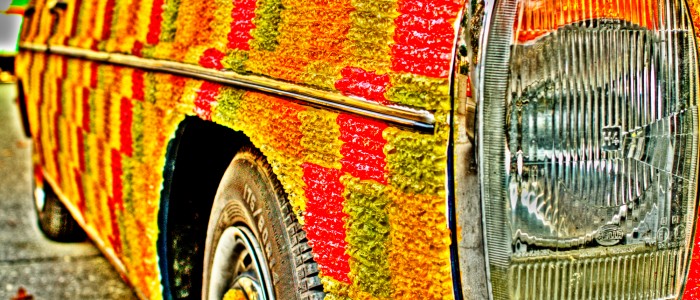Mercedes Benz covered with Gummibears